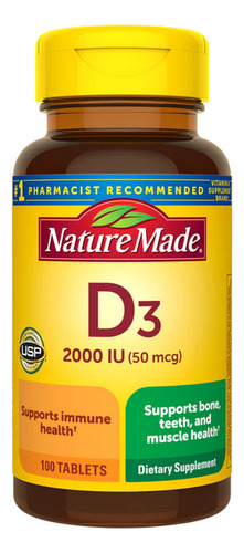 Comprimidos De Vitamina D3 Feitos Na Natureza 2000 Ui 100 Co