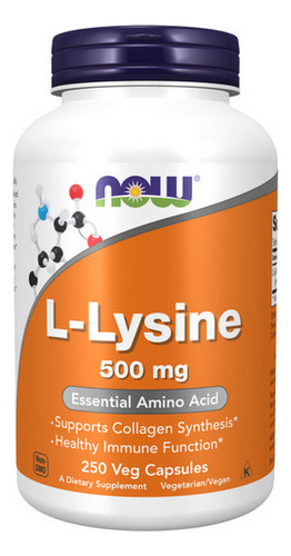 L-lisina 500 Mg 250 Cápsulas Da Now Foods