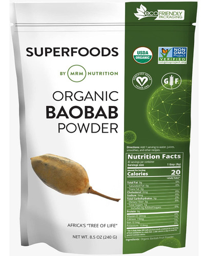 Suplemento Mrm Nutrition Organic Baobab Powder 40 Porções