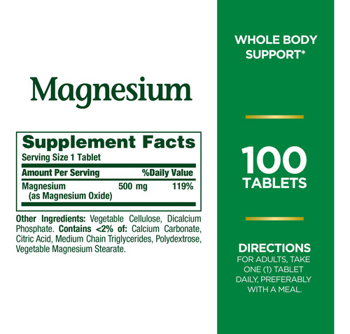 Suplemento Nature"s Bounty Magnésio 500 Mg 100 Comprimidos - Imagem 2