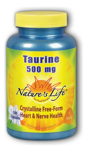 Taurina 500 Mg 100 Cápsulas Da Nature's Life