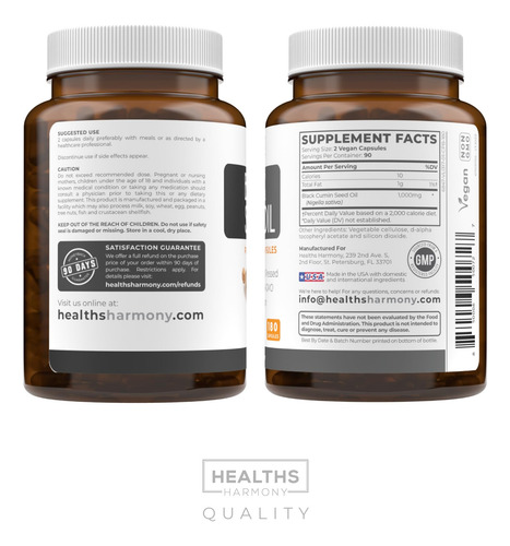 Suplemento Healths Harmony Óleo De Semente Preta 180 Cápsula - Imagem 9