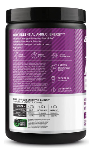 Suplemento Optimum Nutrition Amino Energy Concord Grape 275g - Imagem 8