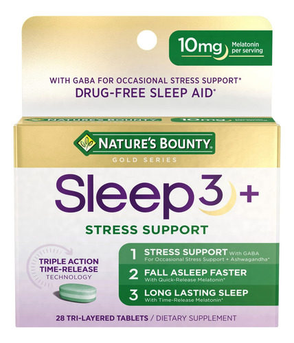 Suplemento Nature"s Bounty Stress Support Sleep3 Melatonina