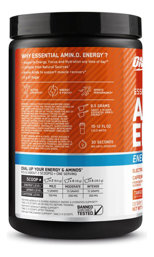 Suplemento Optimum Nutrition Amino Energy Tangerine 30 Serv - Imagem 9