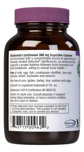 Suplemento Bluebonnet Nutrition Ipriflavona 300mg Bone Healt - Imagem 3
