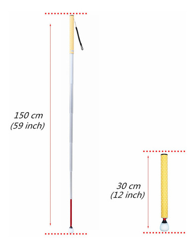30-150cm Bengala Branca Telescópica Para Pessoa Com Cego - Imagem 26