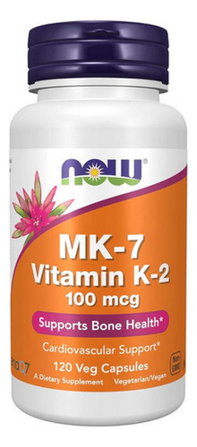 Vitamina K-7 100 Mcg 120 Cápsulas Vegetais Da Now Foods