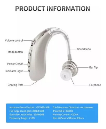 Aparelho Auditivo Recarregável Z-360 Silver Para Idosos - Imagem 6