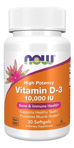 Vitamina D-3 10.000 Ui 30 Cápsulas Gelatinosas Da Now Foods