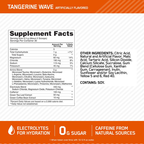 Suplemento Optimum Nutrition Amino Energy Tangerine 30 Serv - Imagem 3