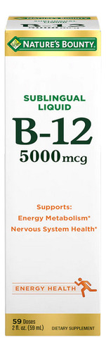 Líquido Sublingual E's B-12 5000 Mcg, Sabor Natural De Fruta