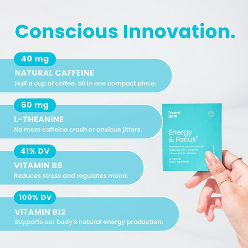 Neurogum Energy Caffeine Gum (54 Unidades) - Sem Açúcar C... - Imagem 5