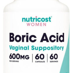 Women Boric Acid Suppository 600 Mg 60 Caps By Nutricost