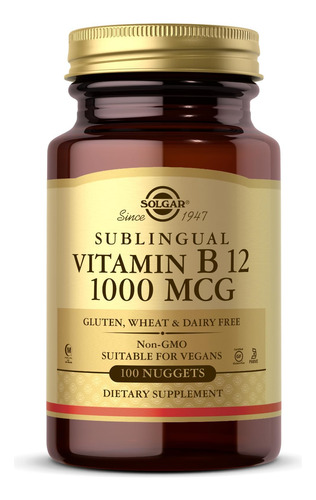 Suplemento Solgar Vitamina B12 1000mcg 100 Nuggets