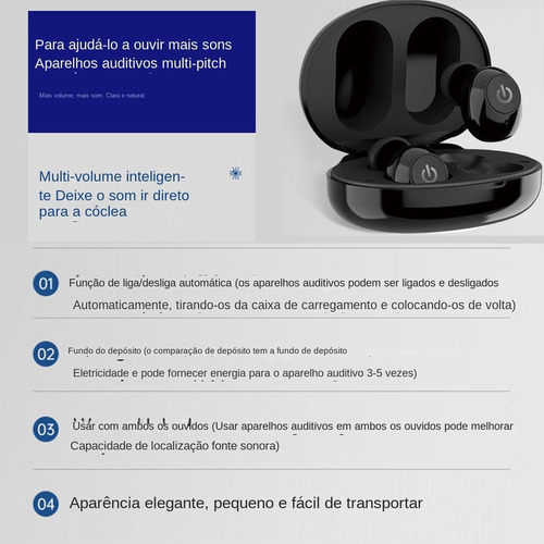Par Mini Aparelho Auditivo Estojo Recarregável P/ Surdez Cic - Imagem 2