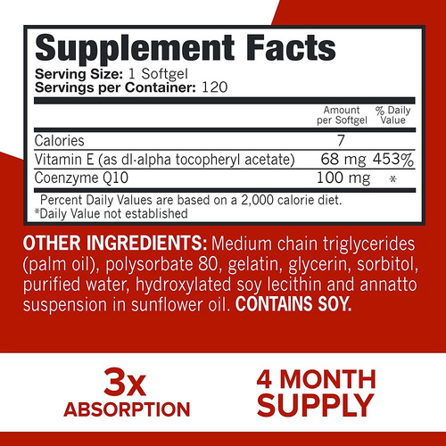 Suplemento Qunol Coq10 100mg Ultra Softgels 120 Unidades - Imagem 3