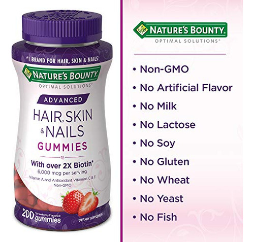 Suplemento De Gomas Para Cabelo, Pele E Unhas Nature's Bount - Imagem 4