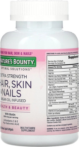 Cabelo, Pele, Unhas, 5000 Mcg, Nature Bounty, 250 Cápsulas - Imagem 3