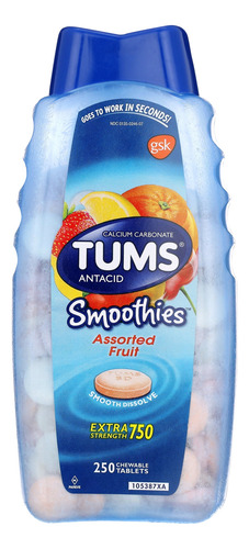 Tums Antiácido Extra Forte Smoothies 750 Mg 250 Tablets