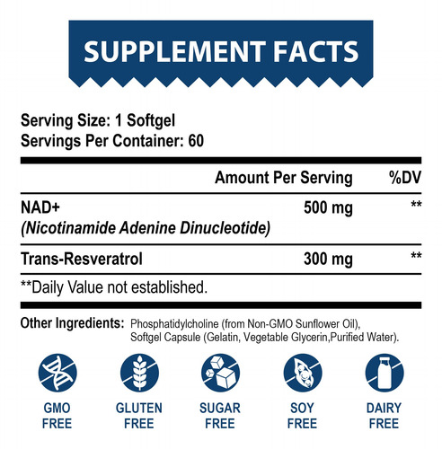 Suplemento Lepoznan Lipossomal Nad+ 500 Mg Com Trans-resvera - Imagem 2