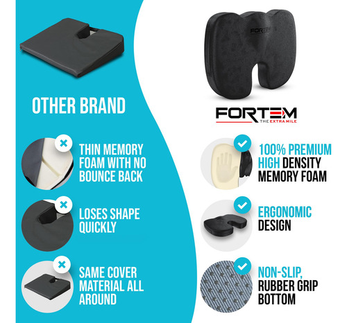 Almofada De Cadeira Fortem Orthopaedic Memory Foam Black Vel - Imagem 7