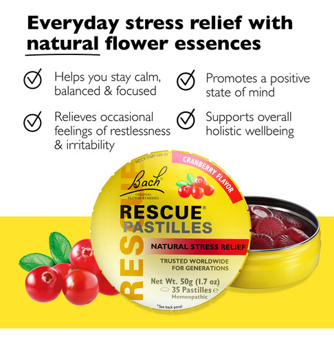Pastilhas Para Alívio De Estresse Rescue Bach Cranberry Flav - Imagem 2