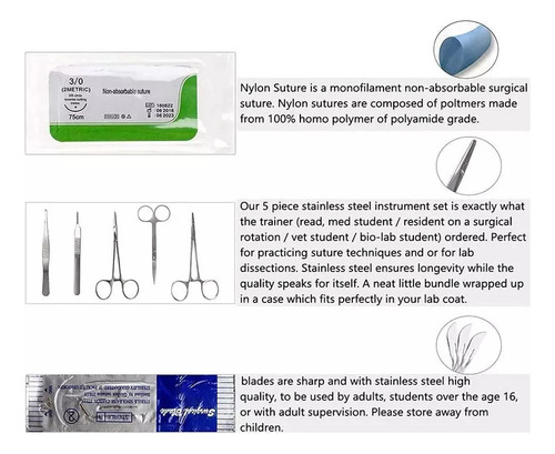 Simulador Avançado Kit Sutura Treino Pele Silicone - Imagem 6