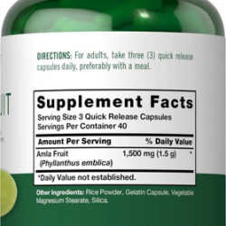 Carlyle Amla Cápsulas 1500mg | Contagem 120 | Fruta Amalaki