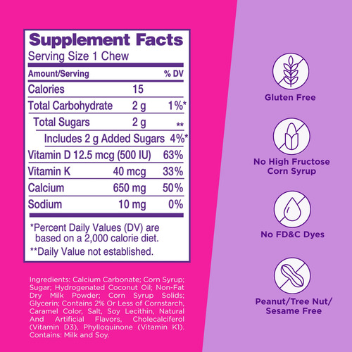 Suplemento Viactiv Calcium +vitamina D3 Soft Chews 60 Carame - Imagem 2