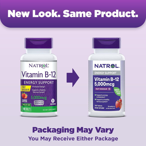 Comprimidos De Dissolução Rápida De Vitamina B12 Natrol, Pro - Imagem 2