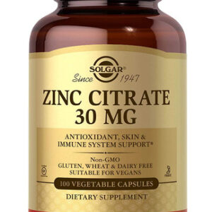 Suplemento Solgar Citrato De Zinco 30mg 100 Cápsulas Veganas