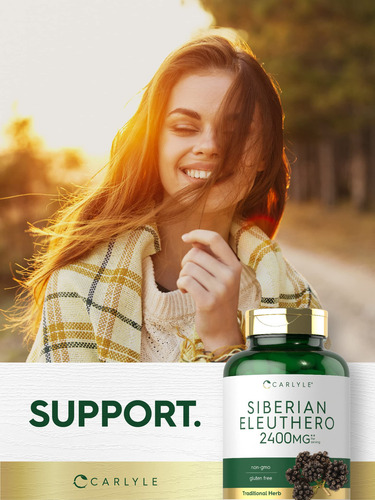 Suplemento Carlyle Siberian Eleuthero 2400mg 300 Cápsulas - Imagem 6