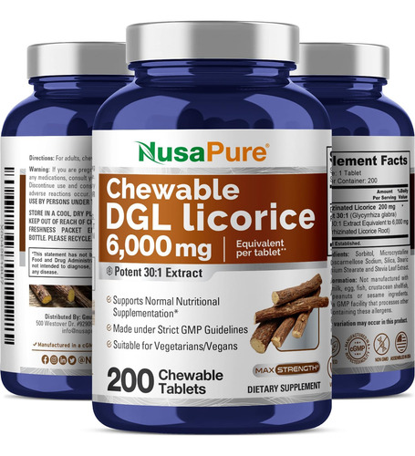 Nusapure Dgl Alcaçuz Deglicirrizinado 6.000 Mg 200 Pastilhas - Imagem 4
