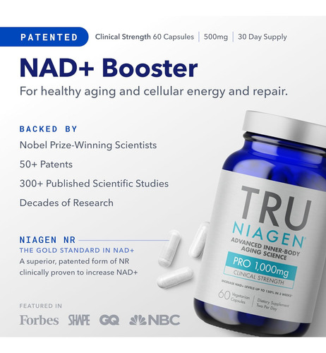 Tru Niagen Pro 1000mg | Ribosídeo De Nicotinamida Patente... - Imagem 2