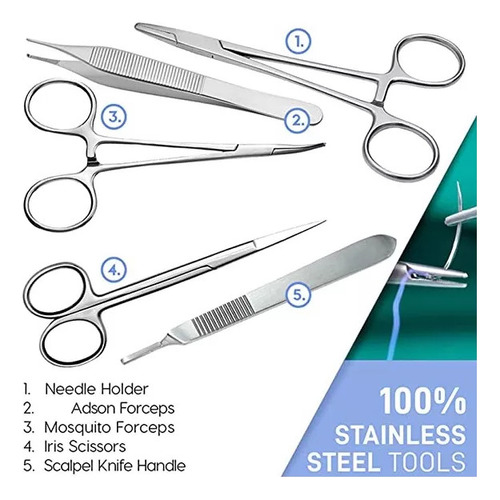 Simulador Avançado Kit Sutura Treino Pele Silicone - Imagem 2