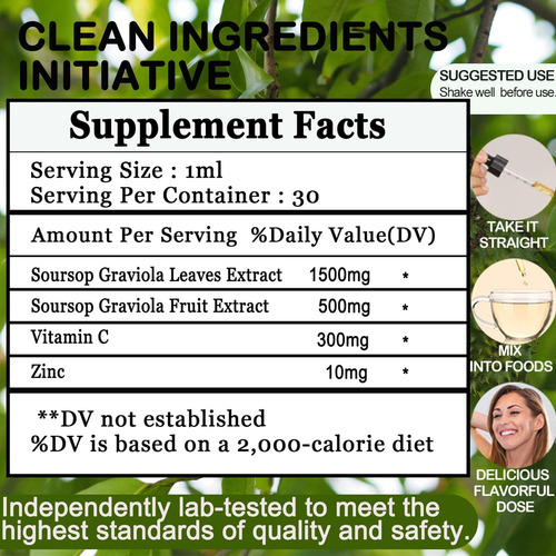 Folhas De Graviola 1500 Mg Fruta De Graviola 500 Mg - Gotas - Imagem 5