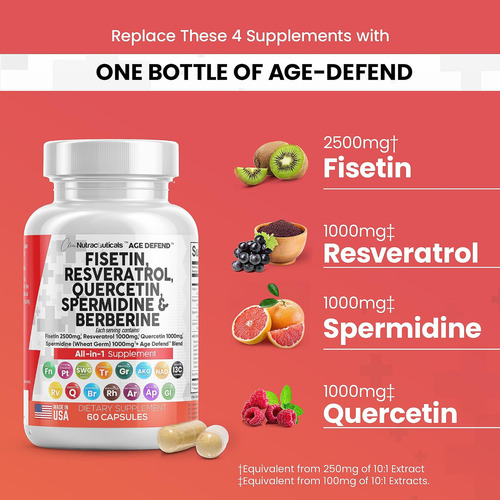 Nutracêuticos Limpos Fisetina 2500mg Quercetina 1000mg Resve - Imagem 2