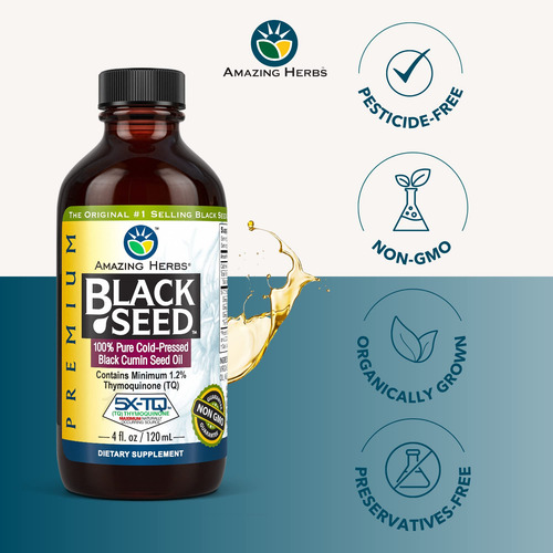 Suplemento De Óleo De Semente Preta Amazing Herbs Premium 12 - Imagem 4