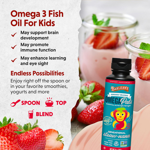 Suplemento Barlean's Omega Pals Omega 3 Para Crianças 240 Ml - Imagem 3