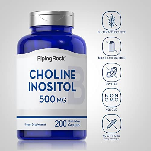 Piping Rock Colina Inositol 500mg | 200 Cápsulas | Suplement - Imagem 3