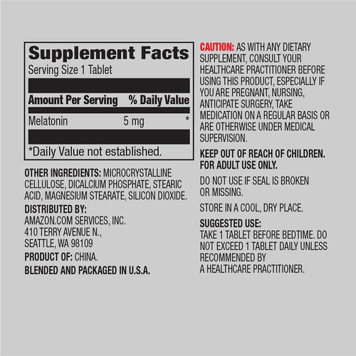 Suplemento Amazon Elements: Melatonina, 5 Mg, Cápsulas, 195 - Imagem 2