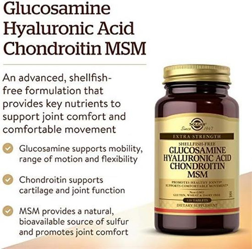 Solgar Glucosamina Ácido Hialurônico Condroitina Msm, 120 C - Imagem 3