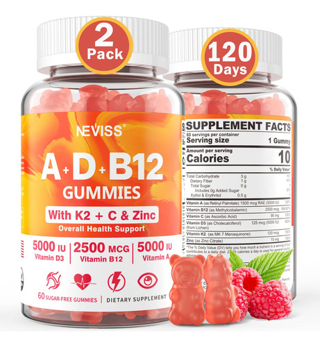 Vitamina Adk Sem Açúcar + Gomas B12 Para Adultos - Fornecim