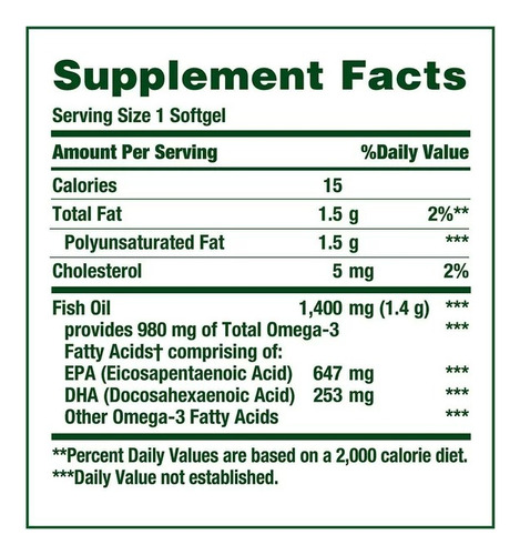 Fish Oil 1400mg Omega-3 Nature Bounty 130 Cápsulas - Imagem 2