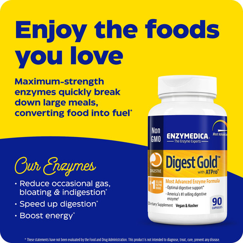 Suplemento Enzymedica Digest Gold + Atpro 90 Cápsulas - Imagem 3