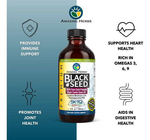 Suplemento De Óleo De Semente Preta Amazing Herbs Premium 12 - Imagem 3