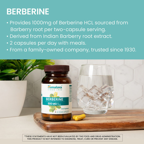 Suplemento Himalaya Berberine 1000mg 60 Cápsulas Veganas - Imagem 3