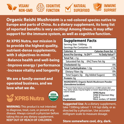 Pó De Cogumelo Reishi Vermelho Orgânico Xprs Nutra - Pó Reis - Imagem 7
