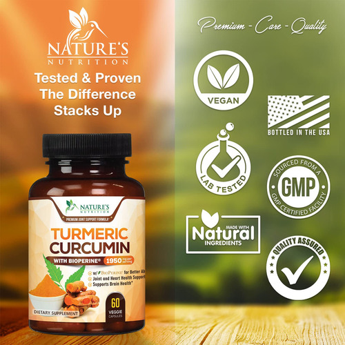 Suplemento Nature's Nutrition Cúrcuma Curcumina 1950 Mg - Imagem 5